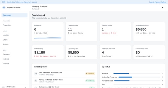 A screen from Property Platform